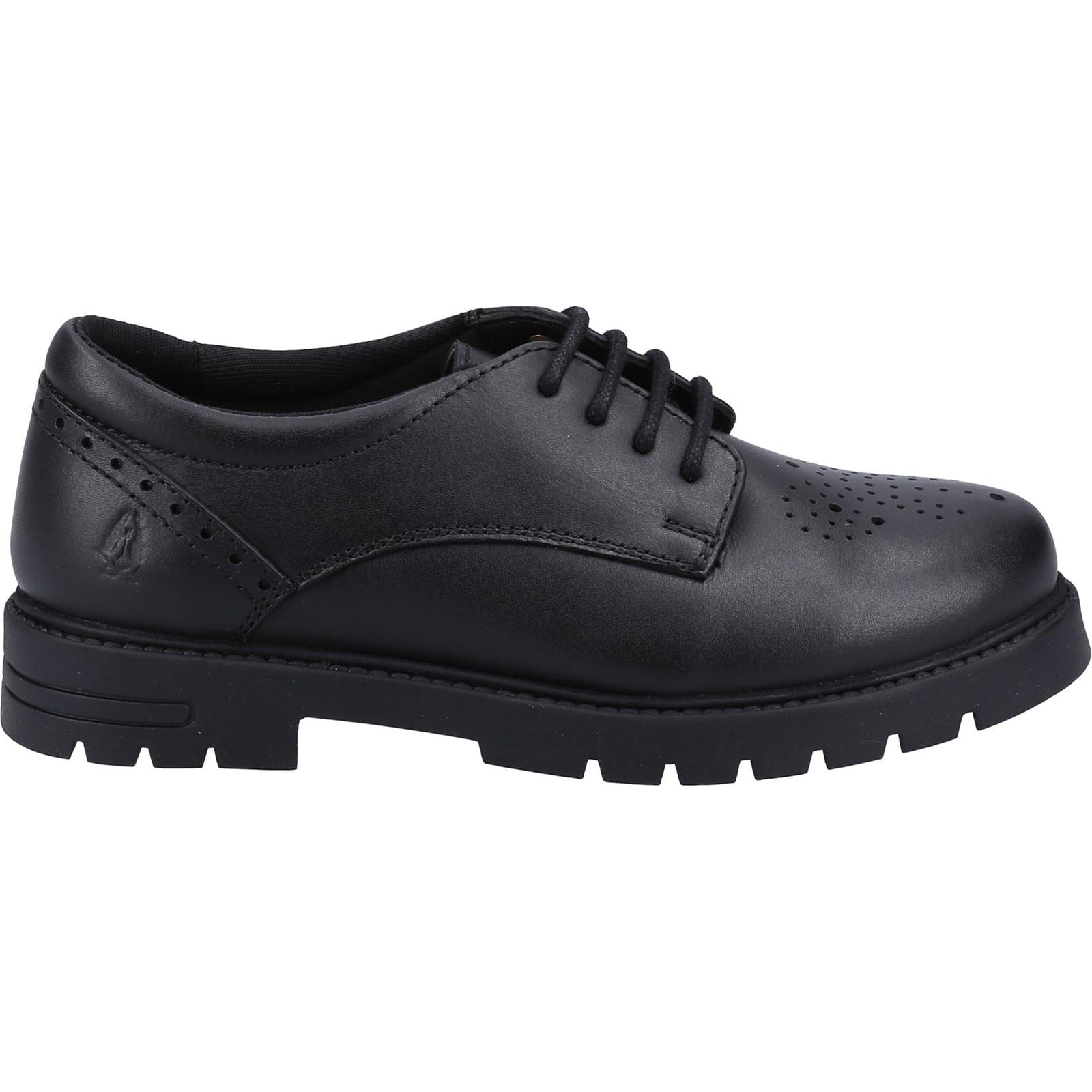 Hush Puppies Jayne Lace Up SNR Mädchenschuhe Aus Schwarzem Leder Mit Schnürung