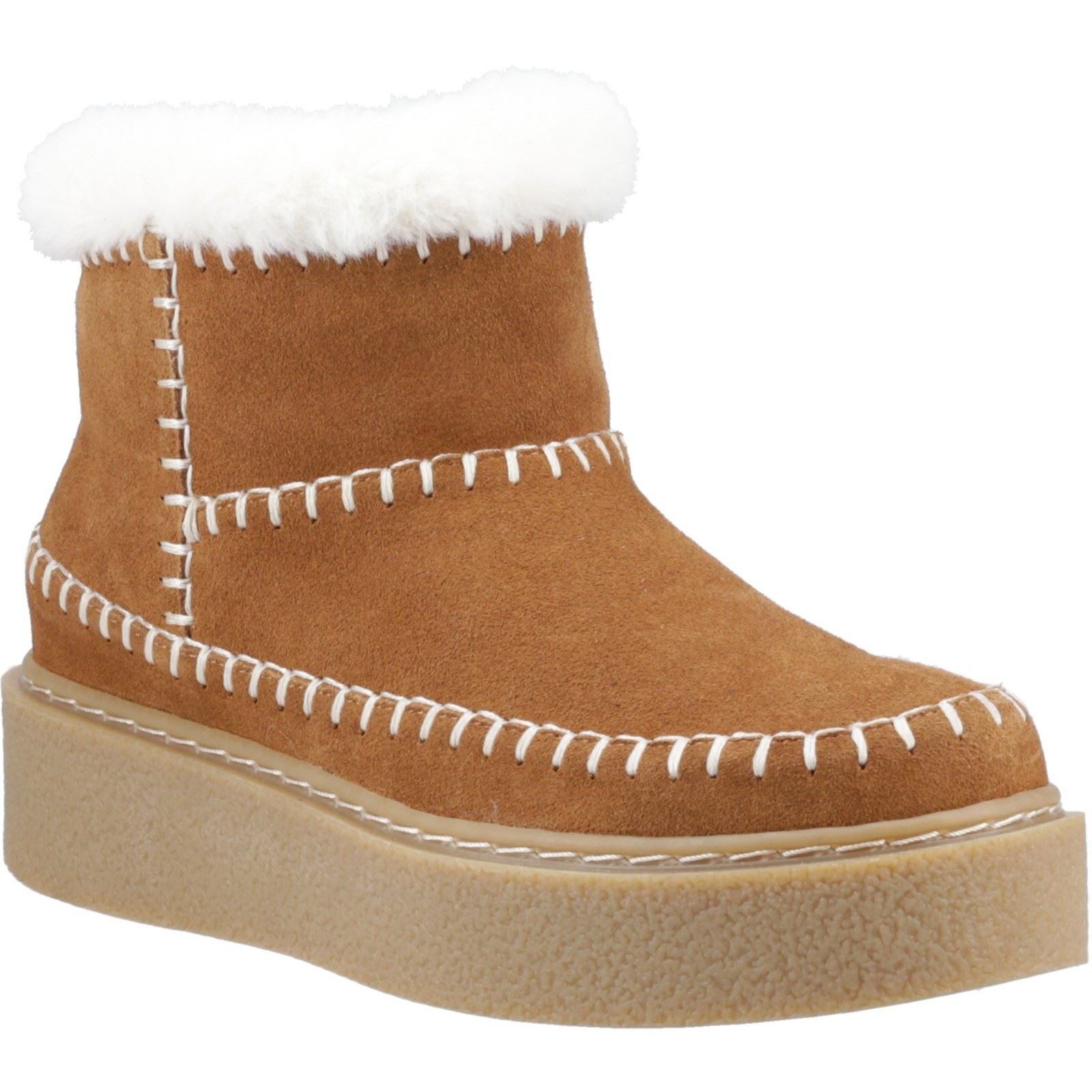 Hush Puppies Brielle Damen Winterstiefeletten aus Veloursleder in Tan