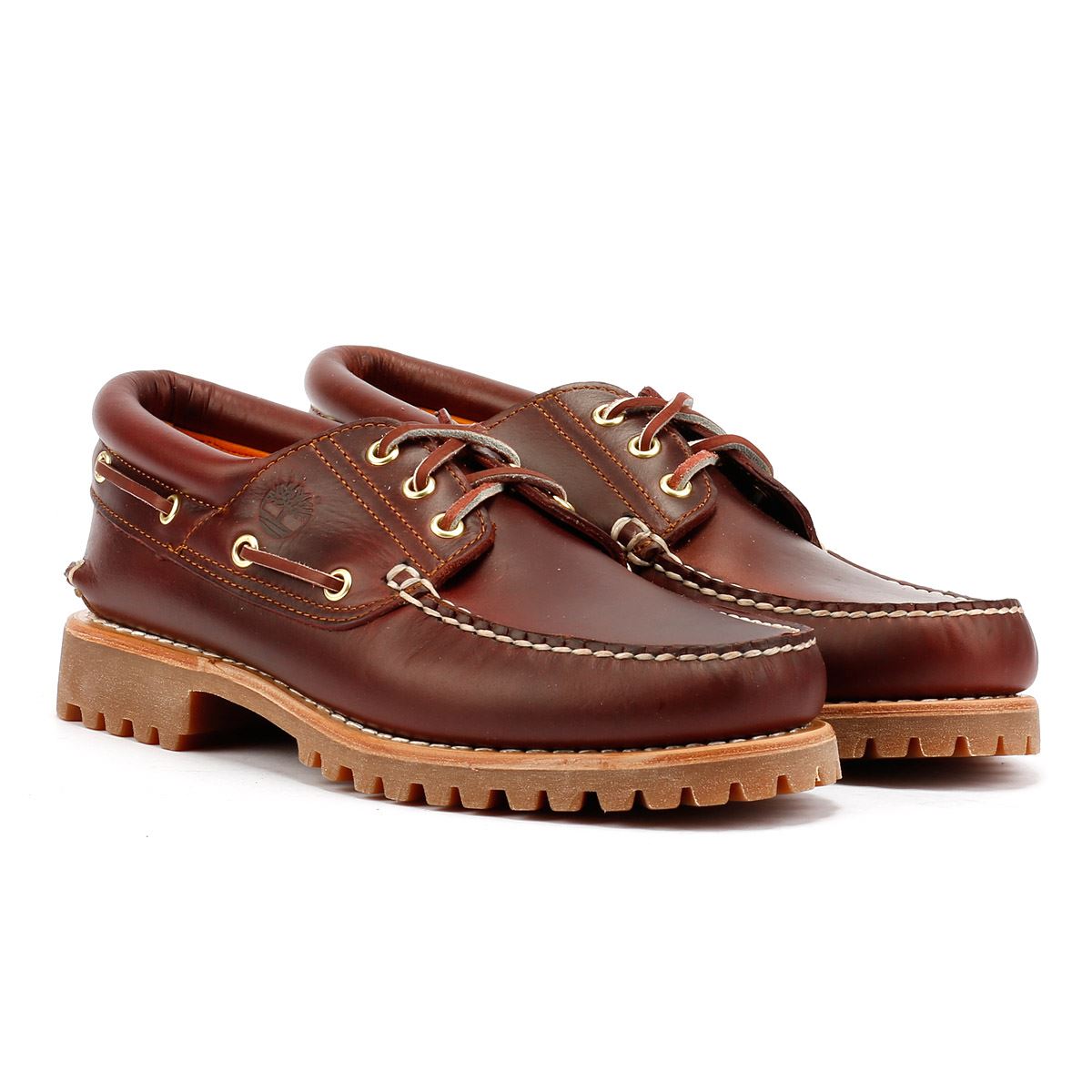 Timberland Authentic 3 Eye Classic Lug Herren Lederschuhe In Rot Mit Schnürung