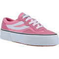 Superga 3041 Revolley Colorblock Platform Leder Damen Sneakers In Pink/Weiß