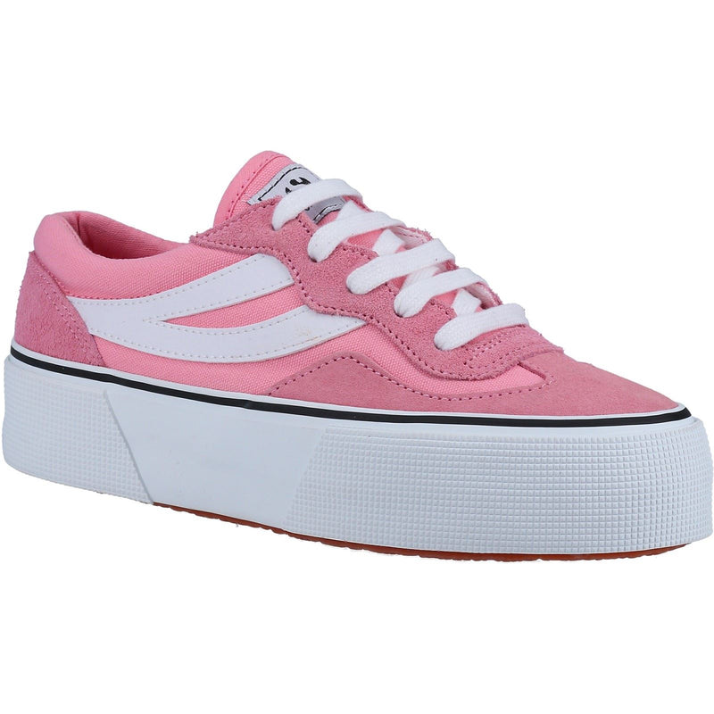 Superga 3041 Revolley Colorblock Platform Leder Damen Sneakers In Pink/Weiß