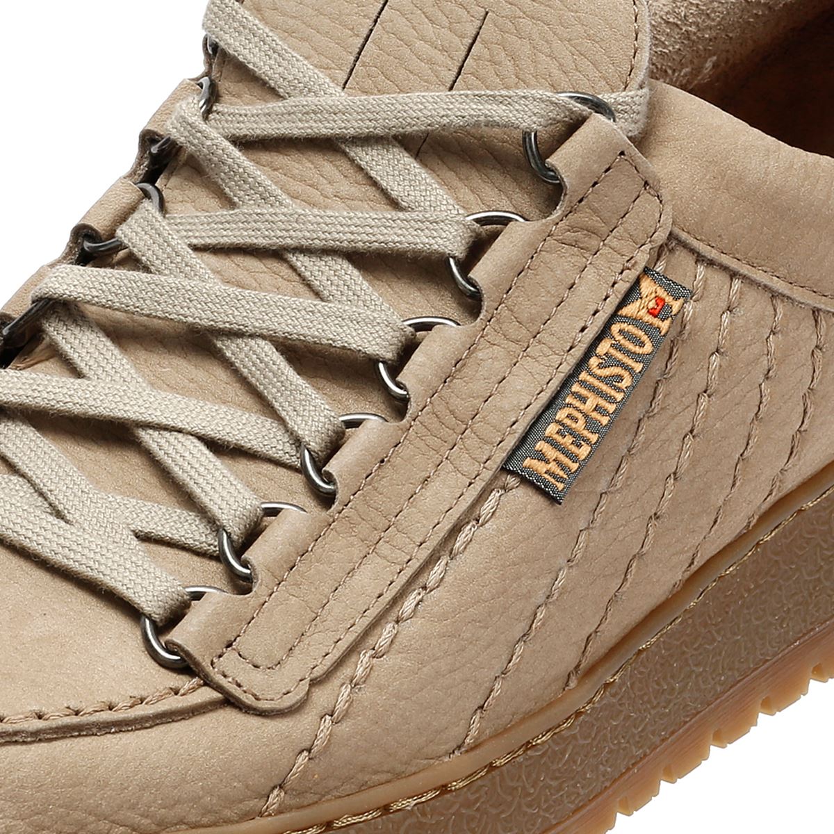 Mephisto Rainbow Sportbuck 1932/35 Leder Herren Beigefarbene Schnürschuhe