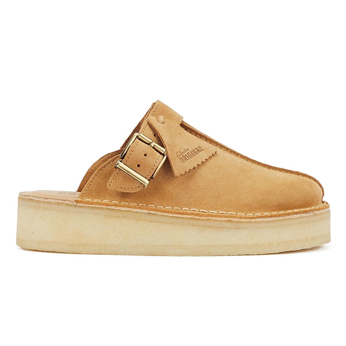 Clarks Originals Wedge Mule Damen Mokassins Aus Mittelbraunem Wildleder