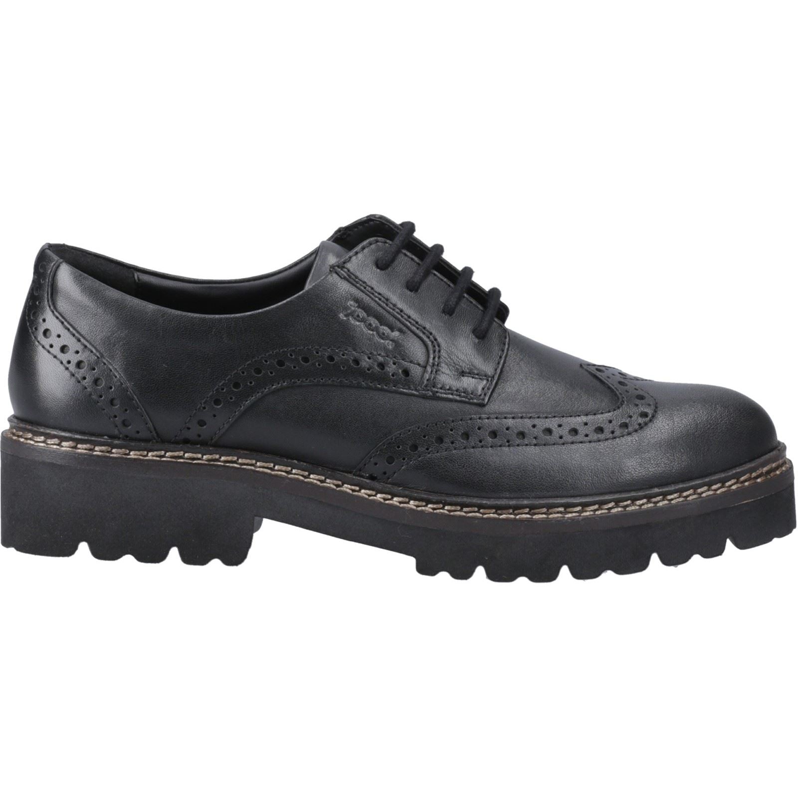 Pod Kortney Leder Damen Schwarze Brogues Schuhe