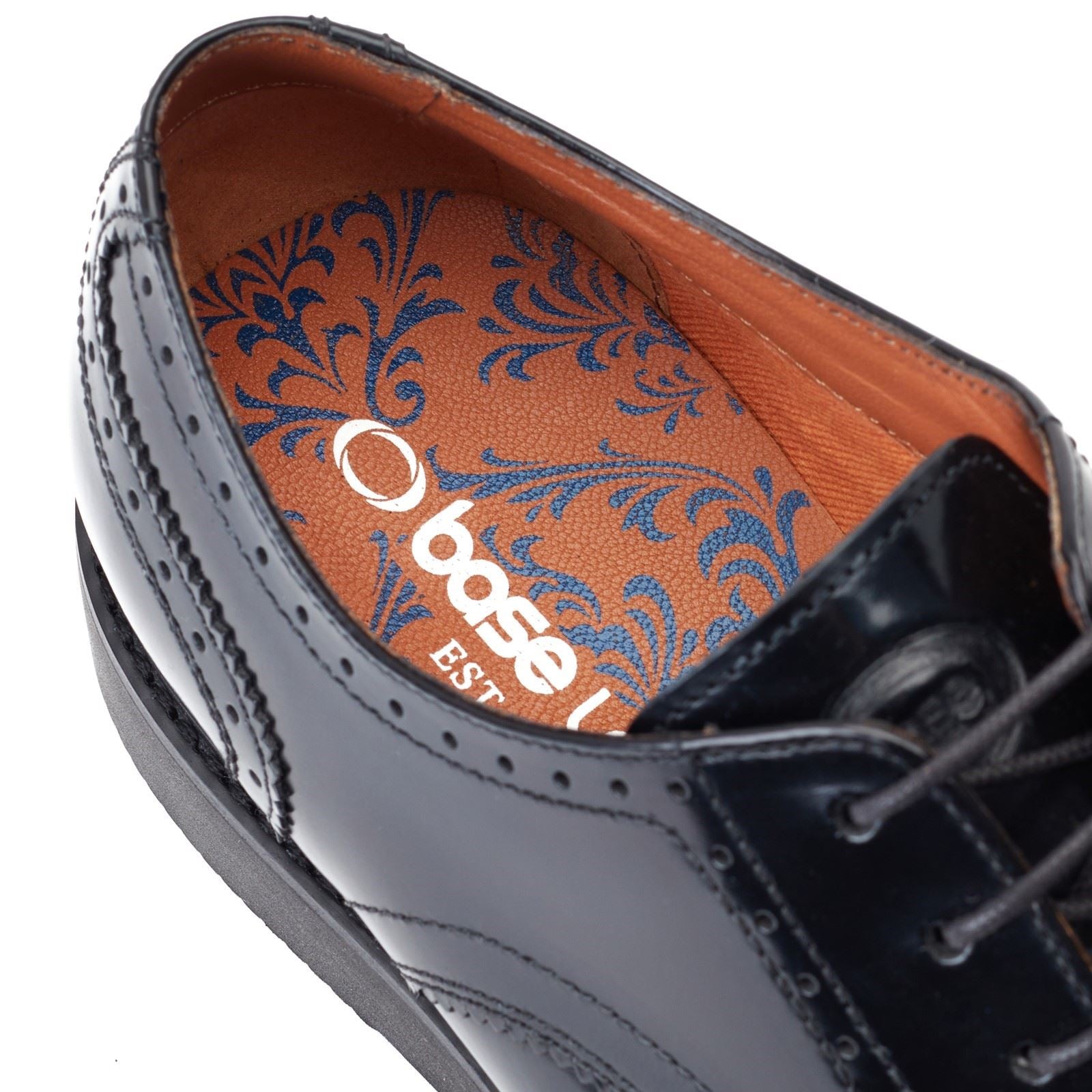 Base London Joe Leder Herren Schwarz Brogues-Schuhe