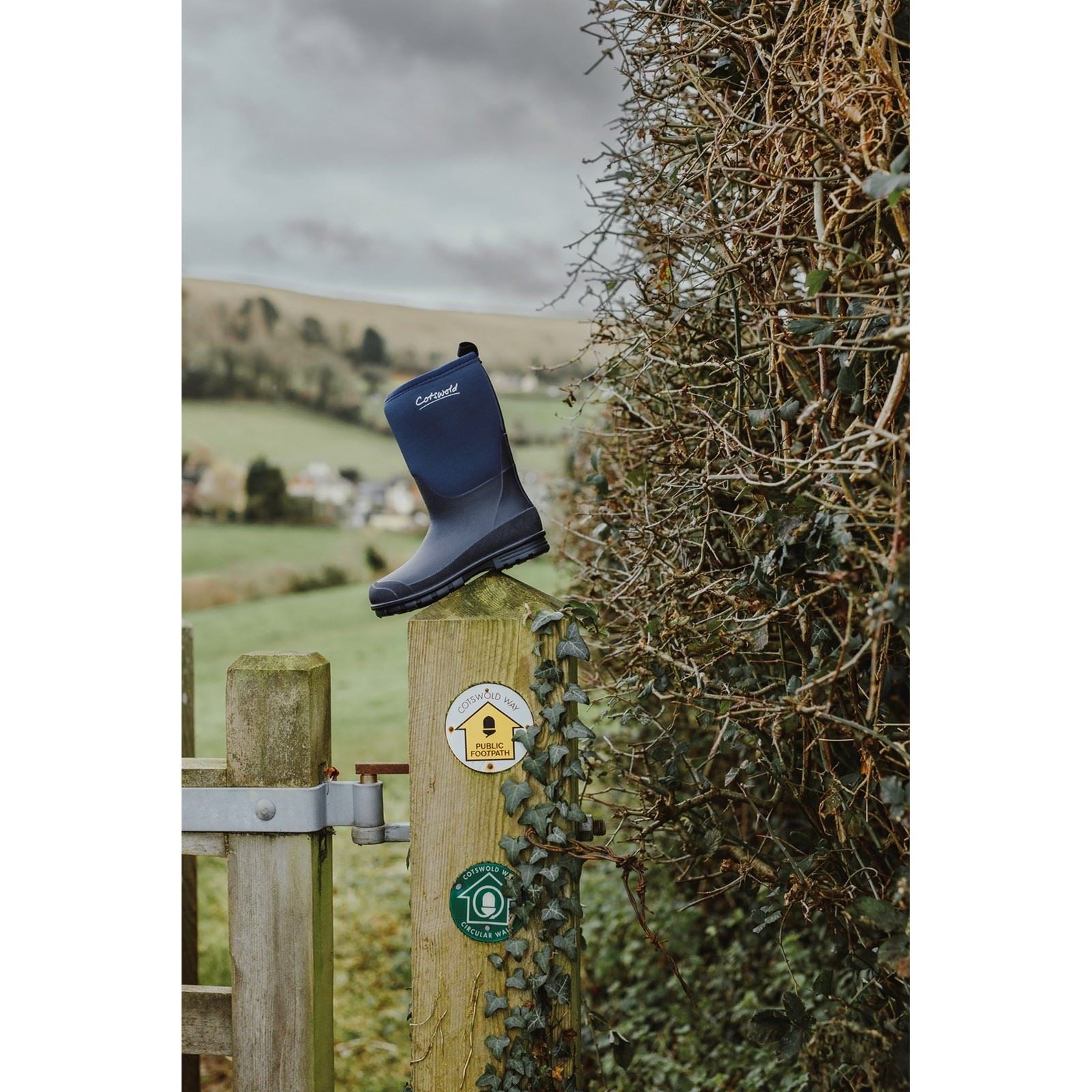 Cotswold Hilly Neoprene TPR+Neopren Unisex Kinder Gummistiefel in Marineblau