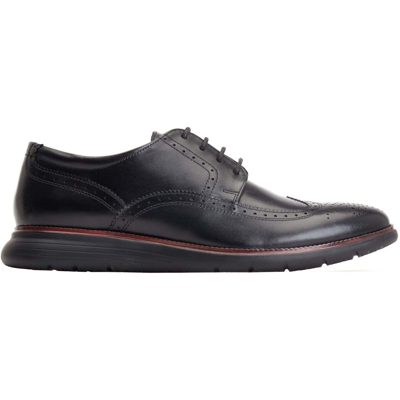 Base London Flight Leder Herren Schwarz Brogues-Schuhe