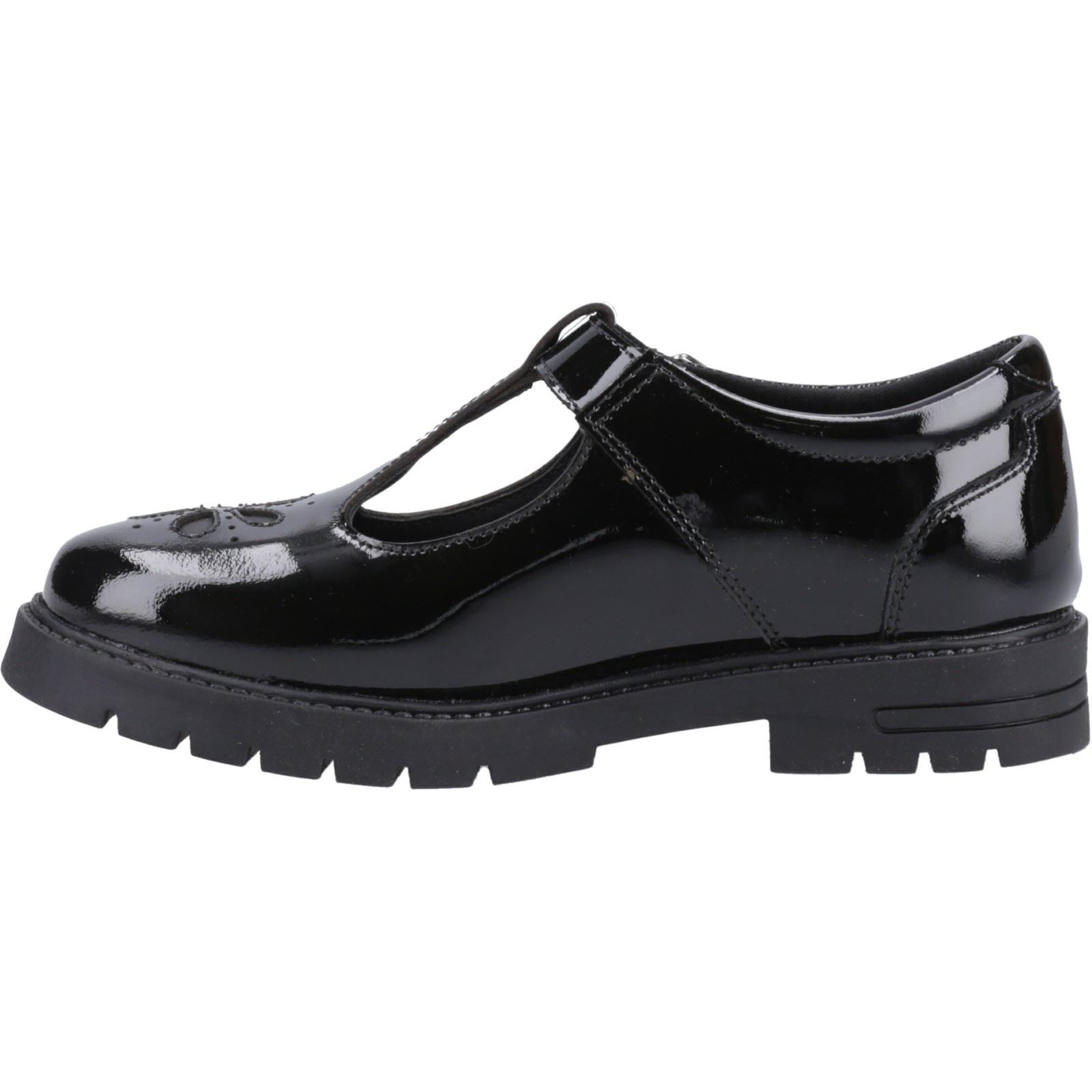 Hush Puppies Fiona Patent Junior Mädchenschuhe Aus Schwarzem Leder