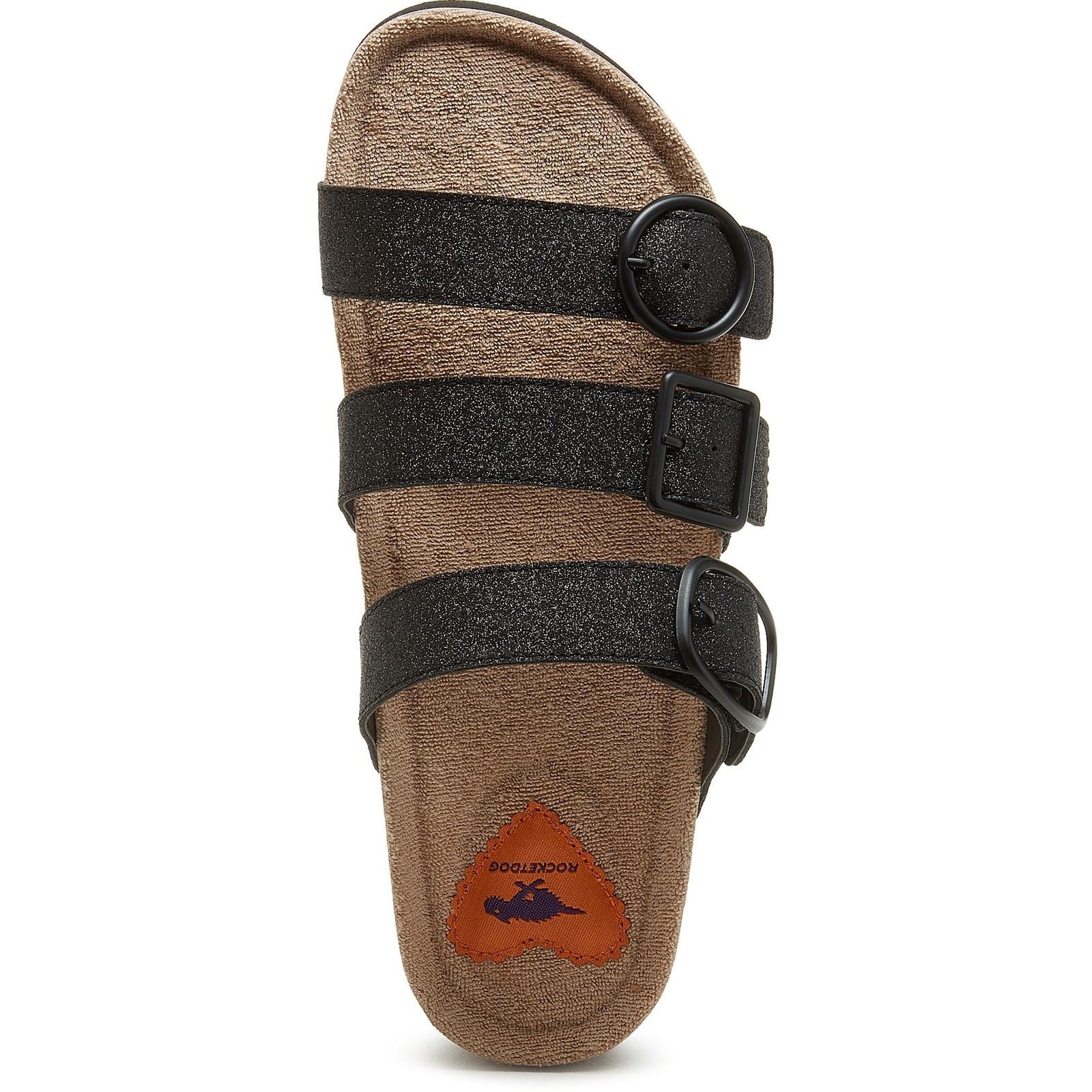 Rocket Dog Astor Glenn Glitter Stoff Damen Schwarze Sandalen
