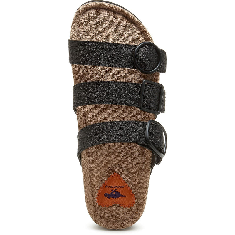 Rocket Dog Astor Glenn Glitter Stoff Damen Schwarze Sandalen