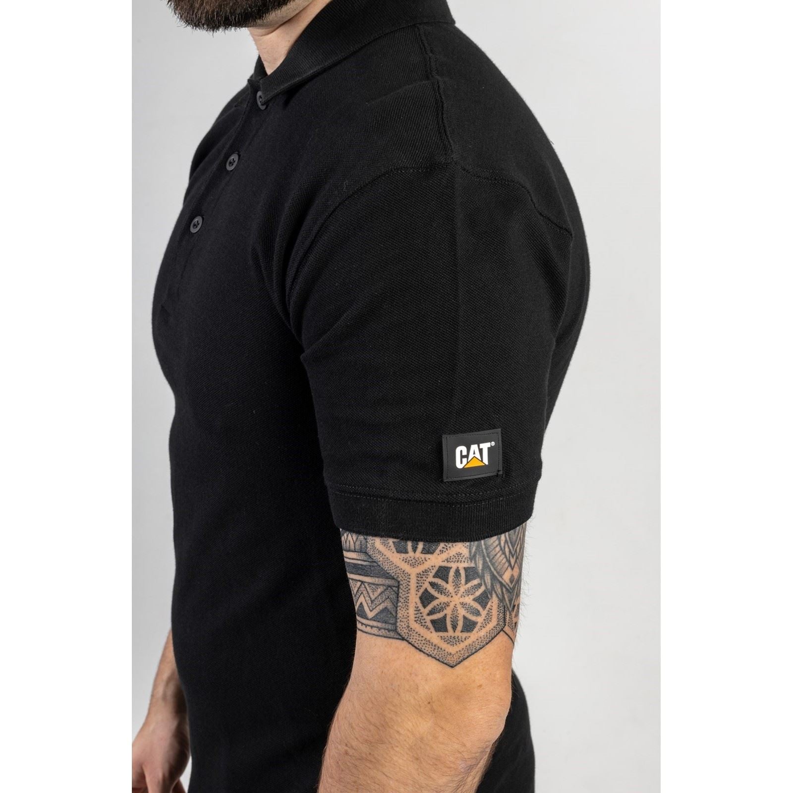 Caterpillar Essentials Baumwolle Herren Schwarzes Polohemd