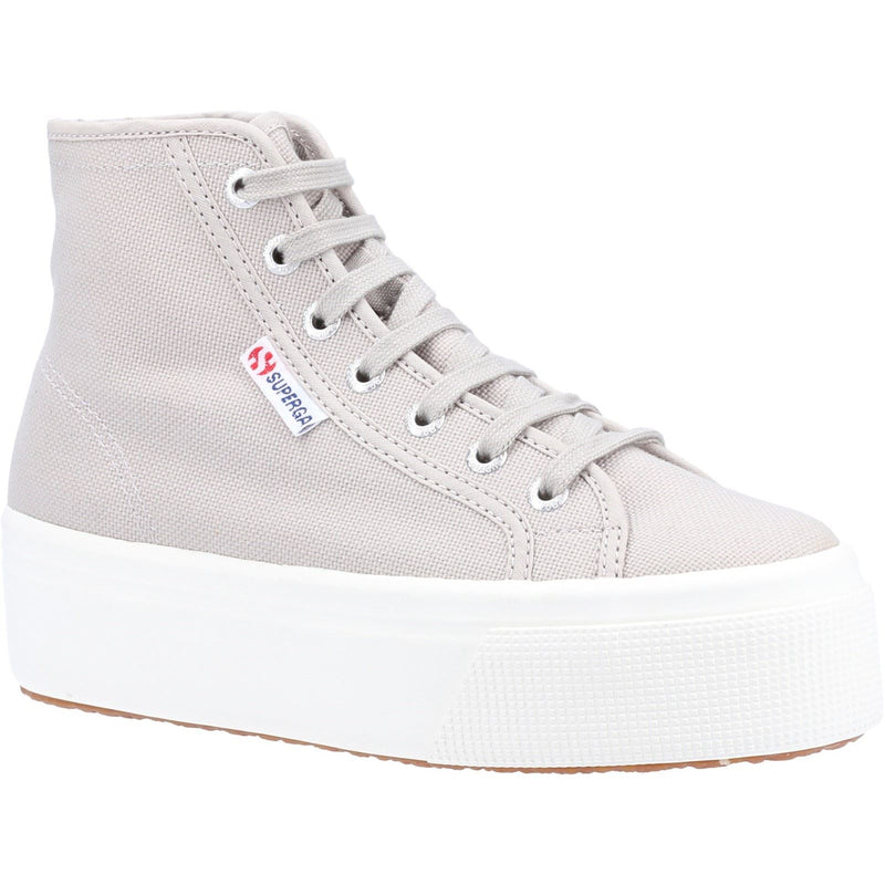 Superga 2708 HI Top Baumwoll Damen Stiefel In Grau Colomba/Weiß Avorio