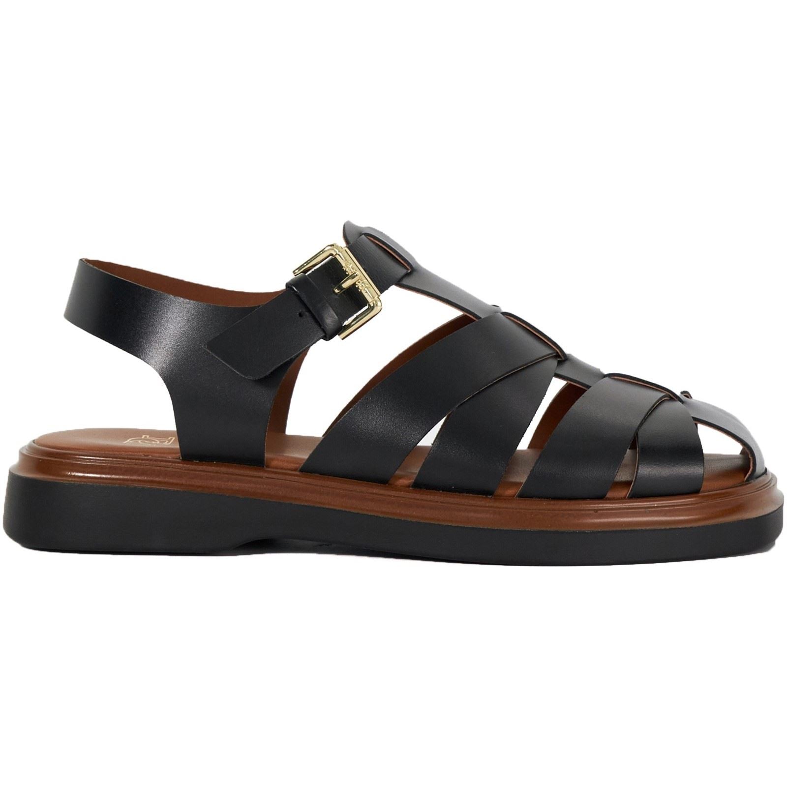 Dune Lisherman Damen Sandalen Aus Schwarzem Leder