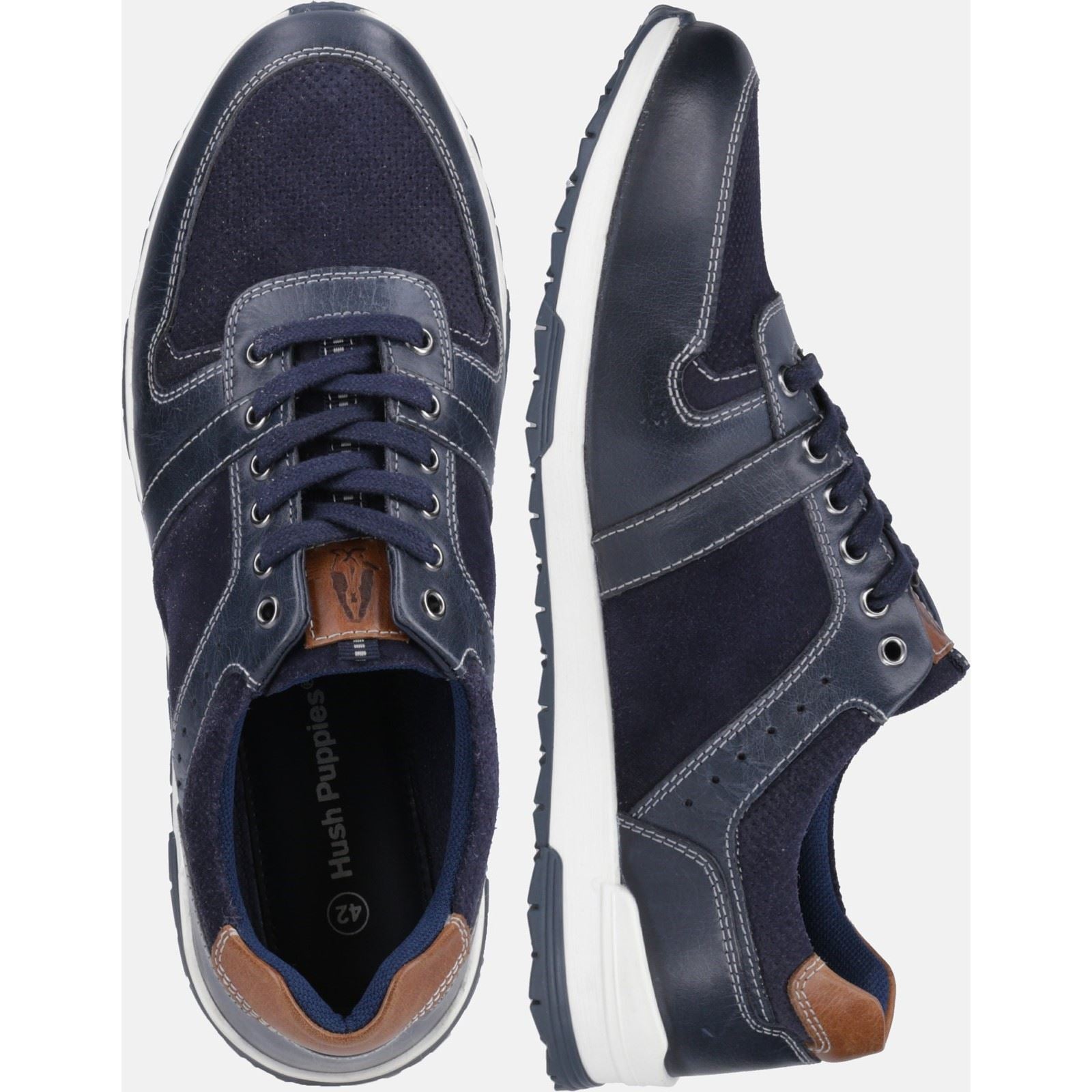Hush Puppies Christopher Leder-Herren-Sneaker In Marineblau