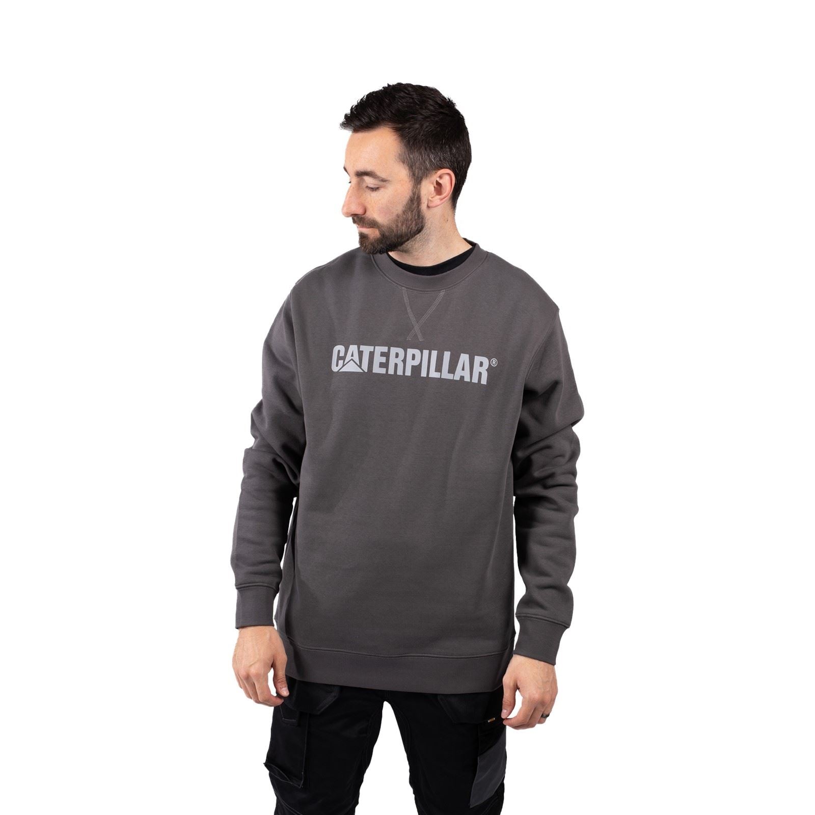 Caterpillar Midweight Crewneck Baumwoll Herren Grauer Pullover
