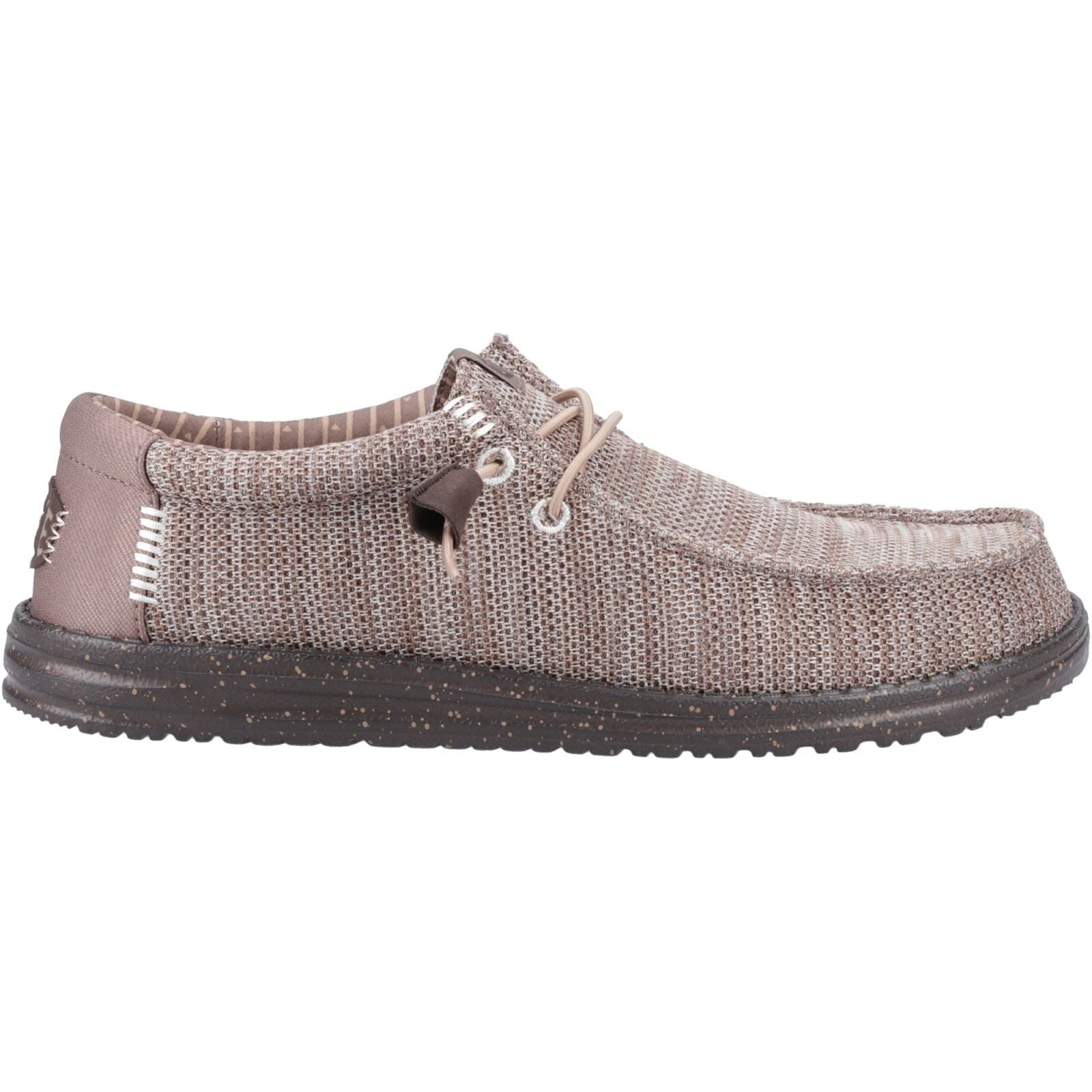 HEYDUDE Wally Stretch Mesh Polyester Herren Mokassins Schuhe in tiefem Taupe/Maulwurfsbraun
