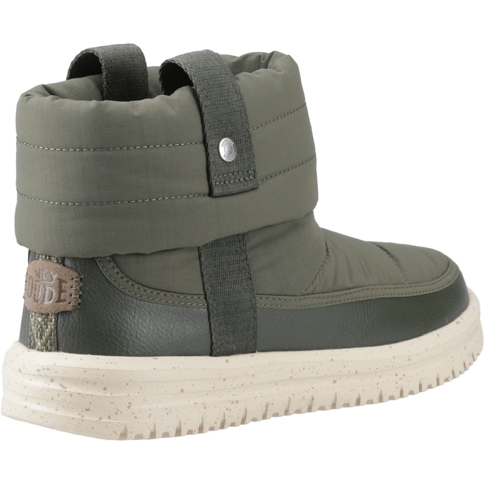 HEYDUDE Camden Cuff Nylon Quilt Nylon Damen Winter Stiefeletten in Dunkeloliv