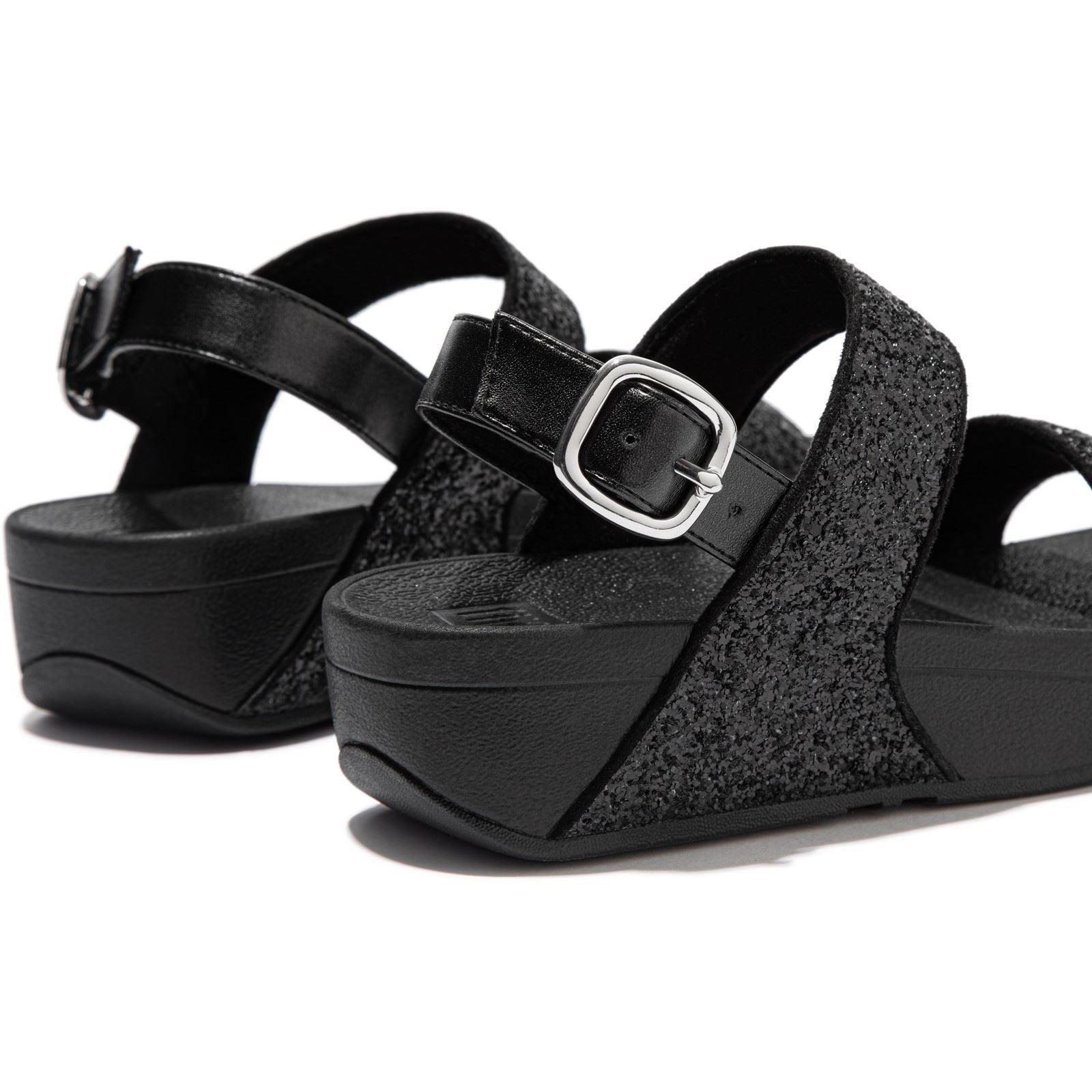 Fitflop Lulu Glitter Polyurethan Damen Schwarze Farbe Glitzer Sandalen