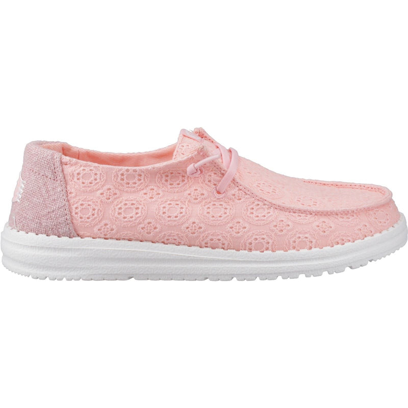 HEYDUDE Wendy Eyelet Lace Mokassin Schuhe Für Damen In Hellrosa Aus Baumwollmischung