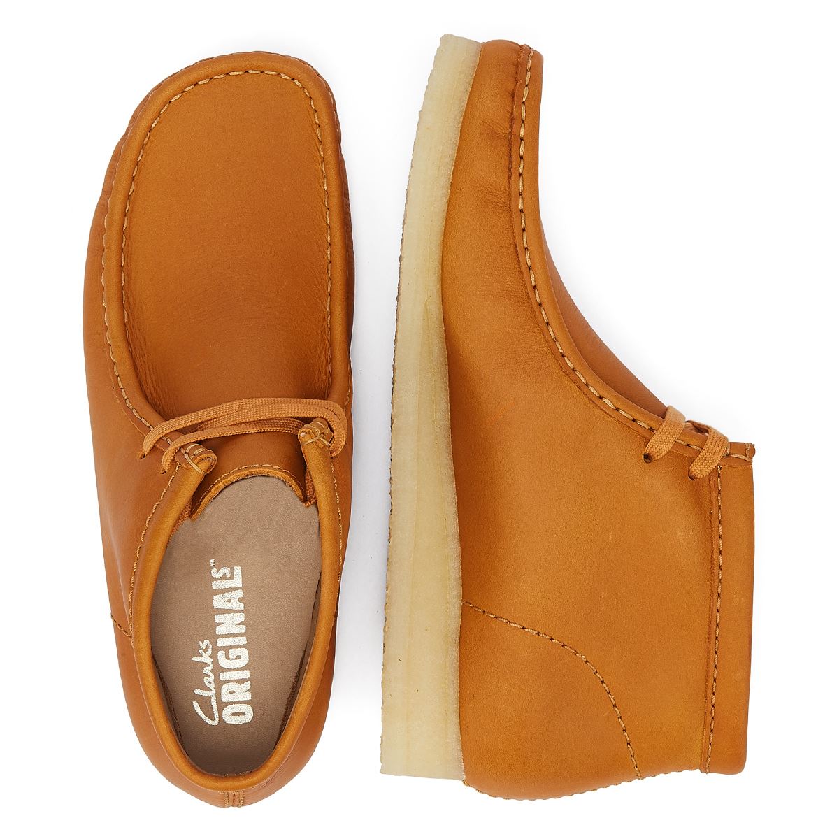 Clarks Originals Wallabee Mid Tan-Leder Herrenstiefel In Orange