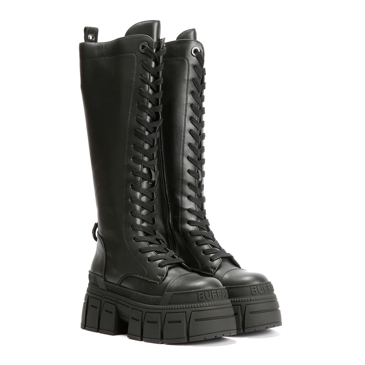 Buffalo Gospher Lace Up High Damen Schwarze Stiefel