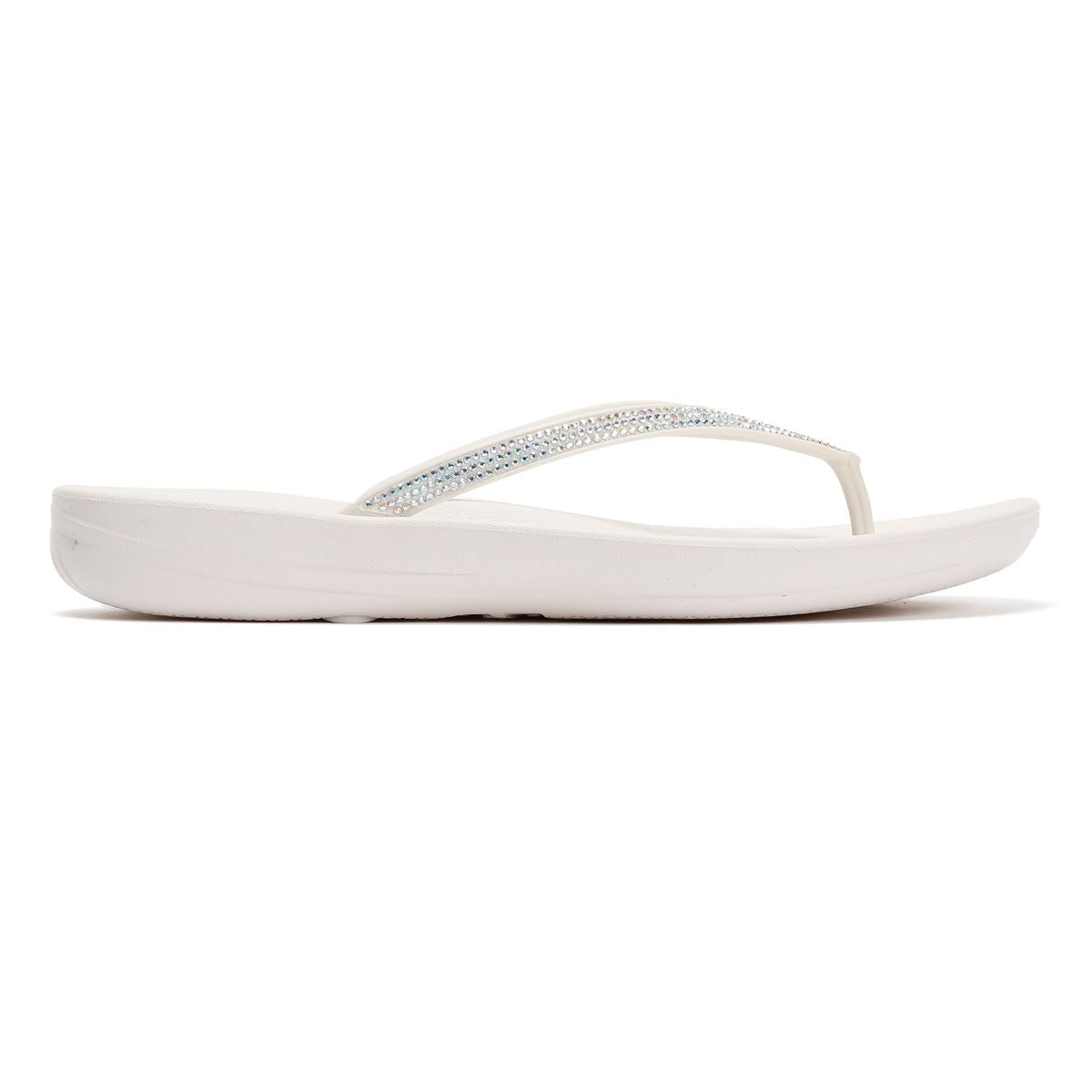 FitFlop Iqushion Sparkle Gummi Damen Weiße Flip-Flops