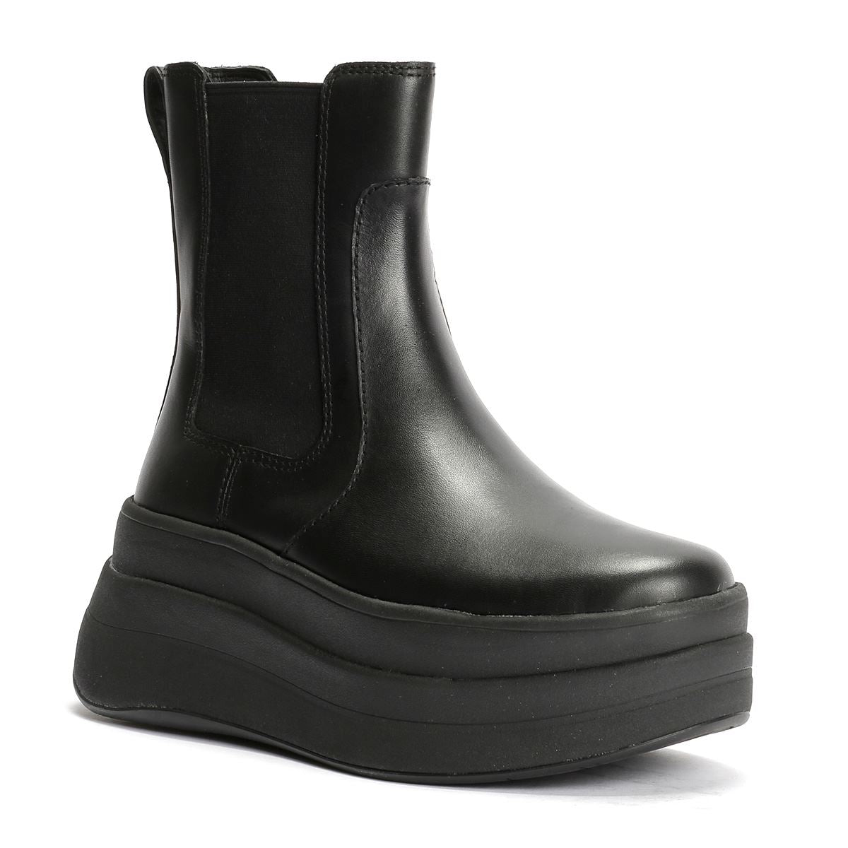 FitFlop F-Mode Leder Damen Schwarze Stiefel