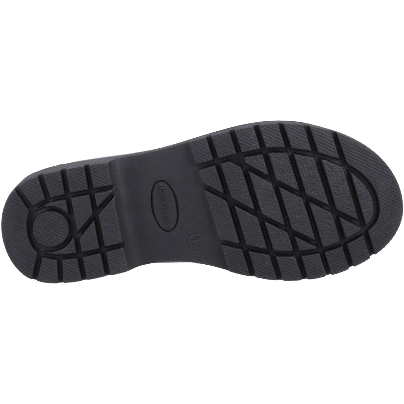 Hush Puppies Lydia Patent Senior Mädchenschwarze Slipper Aus Leder