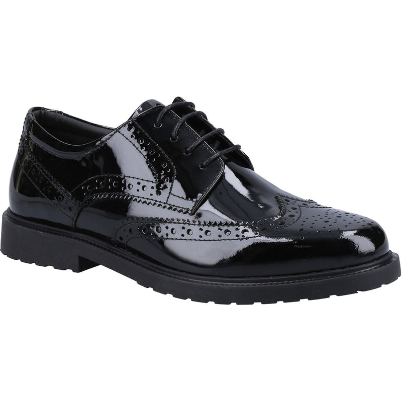 Hush Puppies Verity Leder Damen Lack Schwarze Brogues Schuhe