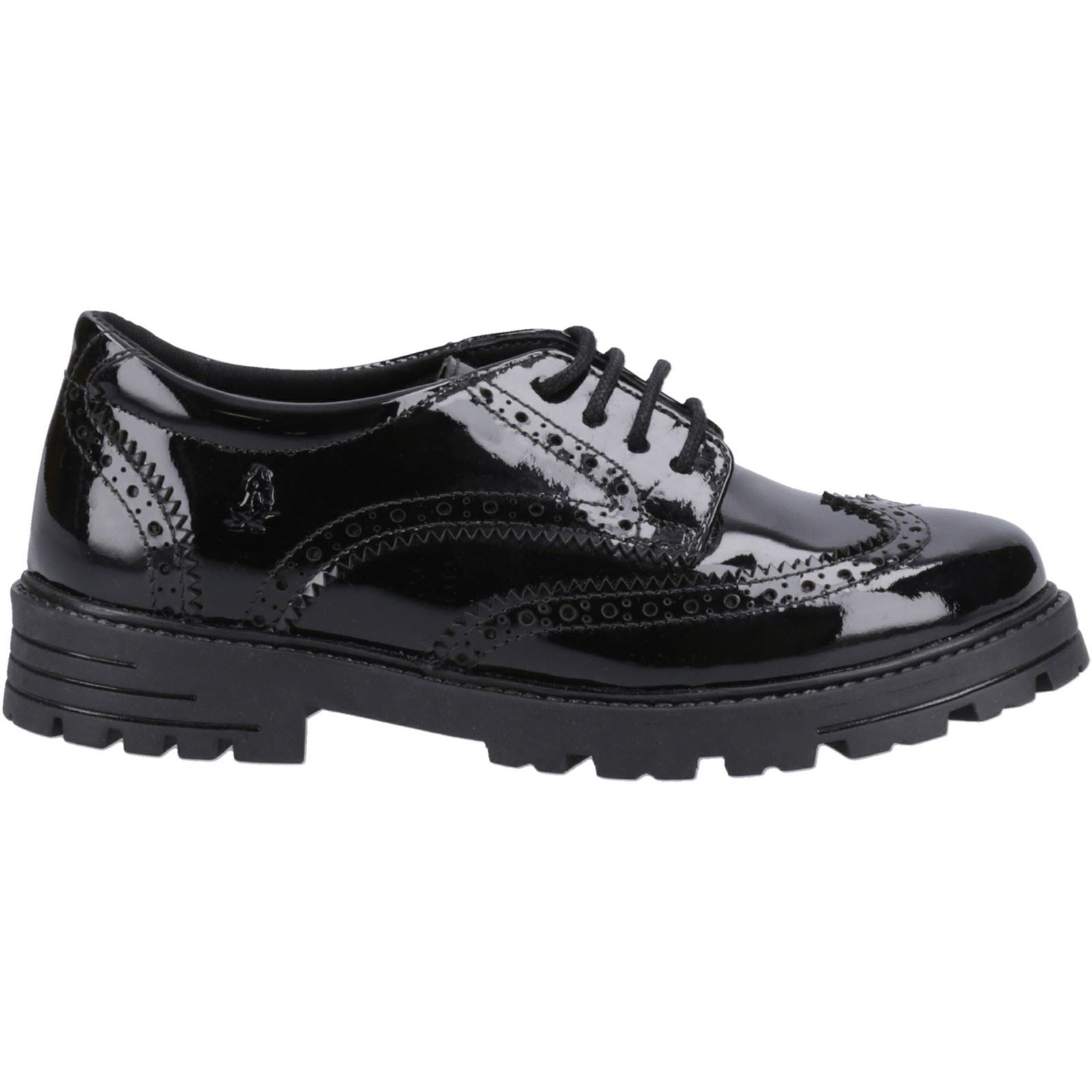 Hush Puppies Maxine Patent Senior Mädchen Brogues Aus Schwarzem Leder