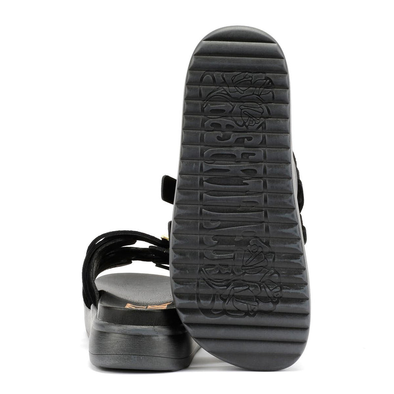 Desert Fleur Gypsum Damen Sandalen Aus Schwarzem Wildleder