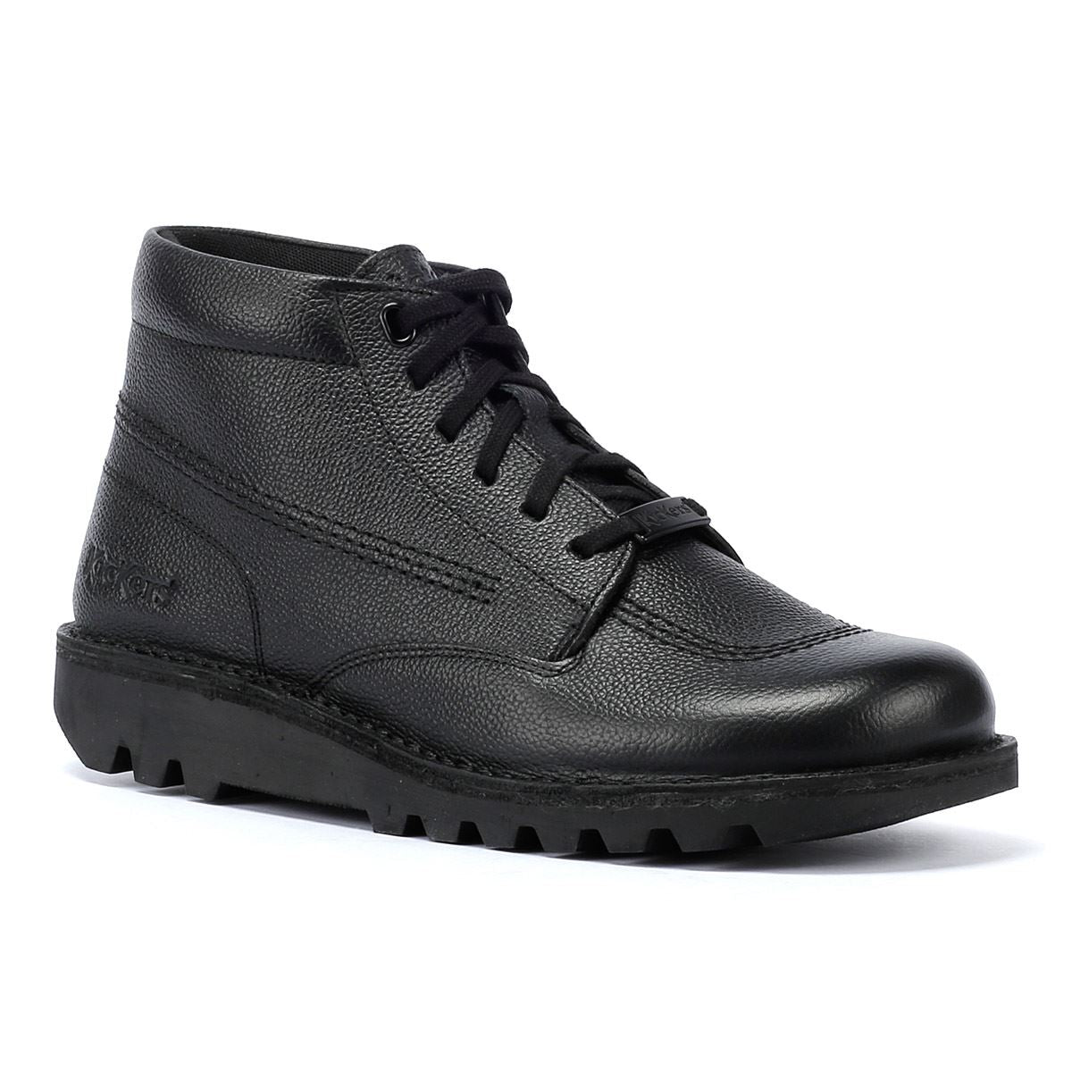 Kickers Kick Hi Tumble Leder Schwarze Stiefel