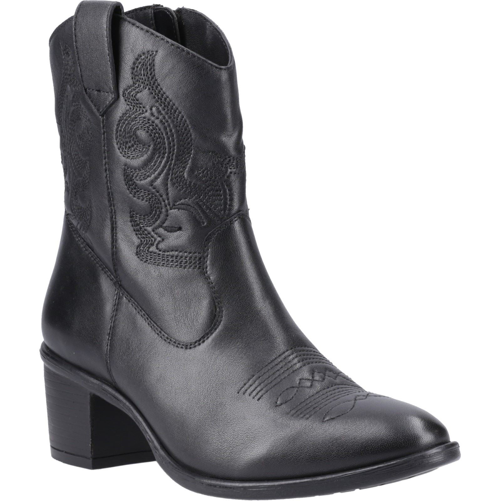 Hush Puppies Wynn Damen Stiefeletten aus schwarzem Leder mit Absatz