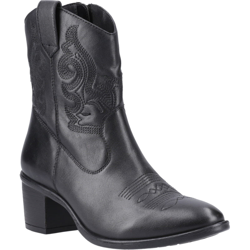 Hush Puppies Wynn Damen Stiefeletten aus schwarzem Leder mit Absatz