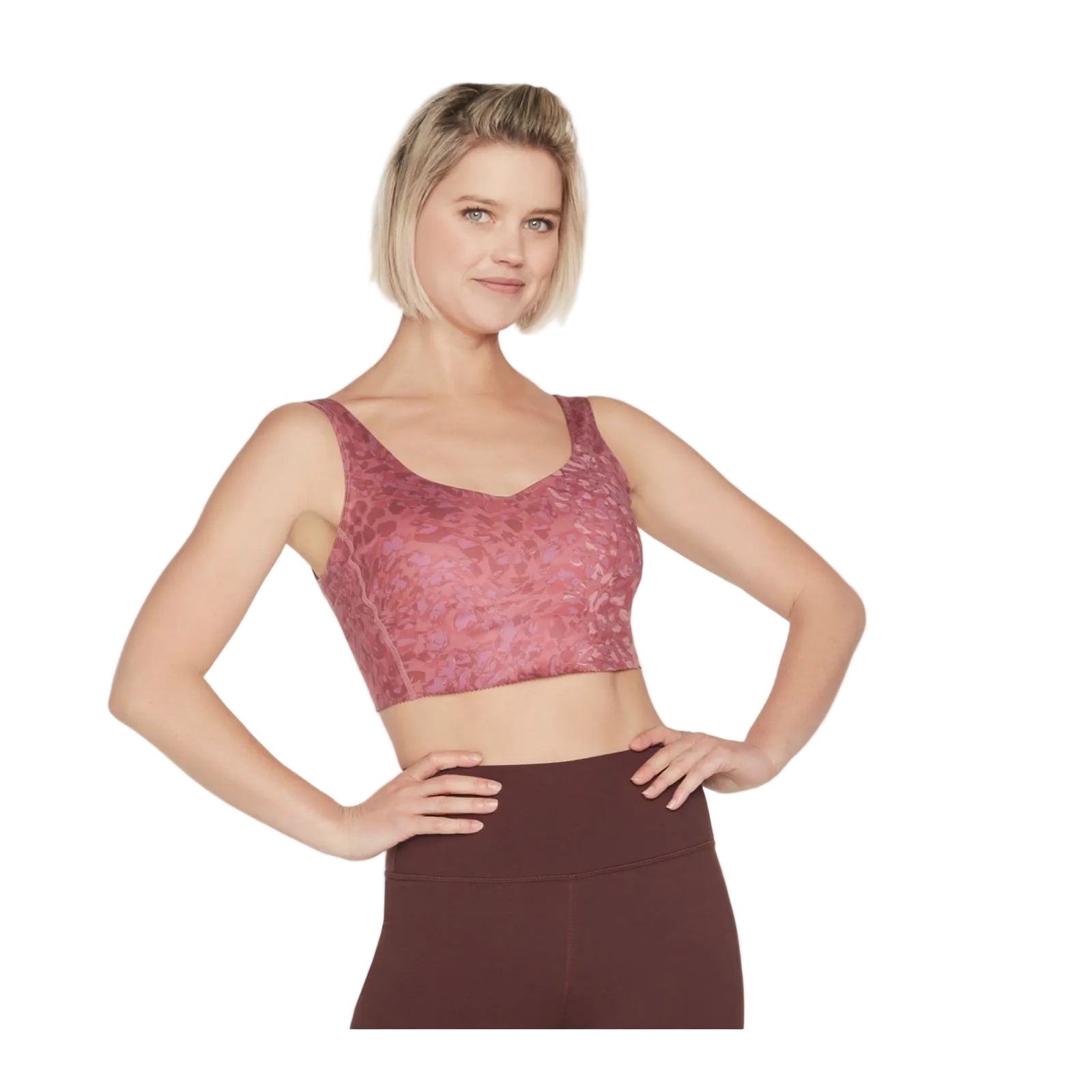 Skechers Performance Gosculpt Leopard Longline Bra Polyester Damen Pink Sport-Bh