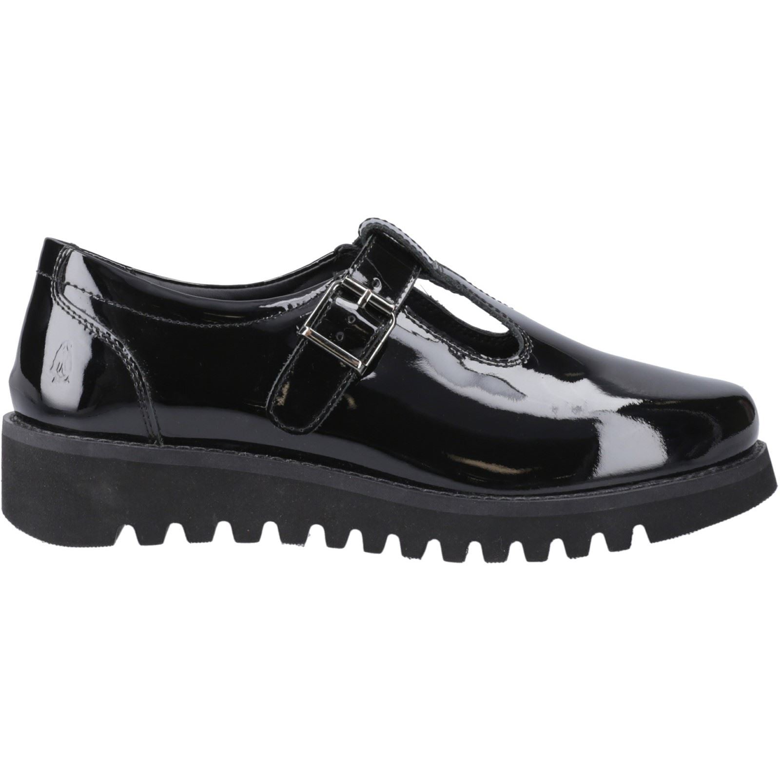 Hush Puppies Florrie T-Bar Mädchenschuhe Aus Schwarzem Leder