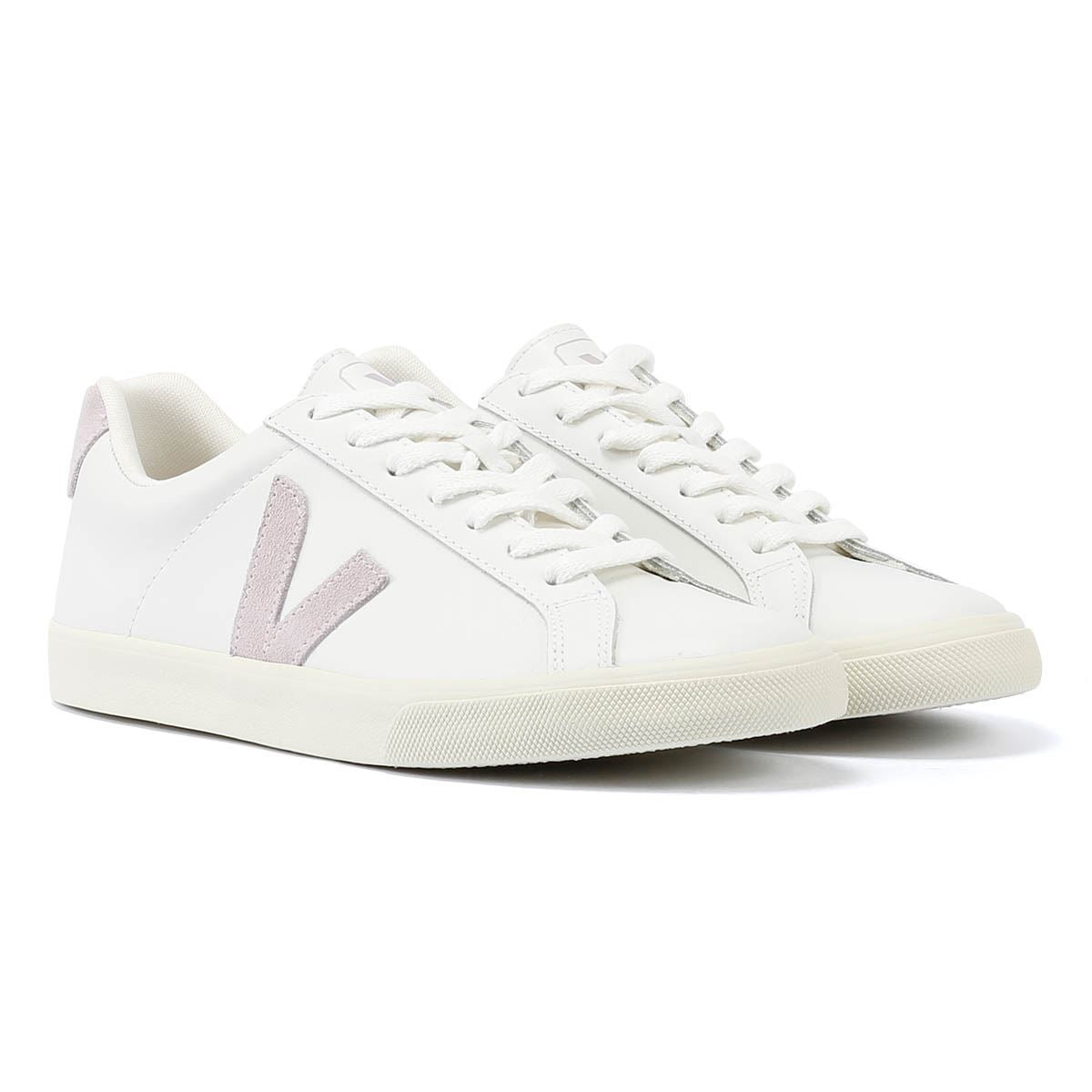 Veja Esplar Leder-Damensneakers In Weiß/Flieder