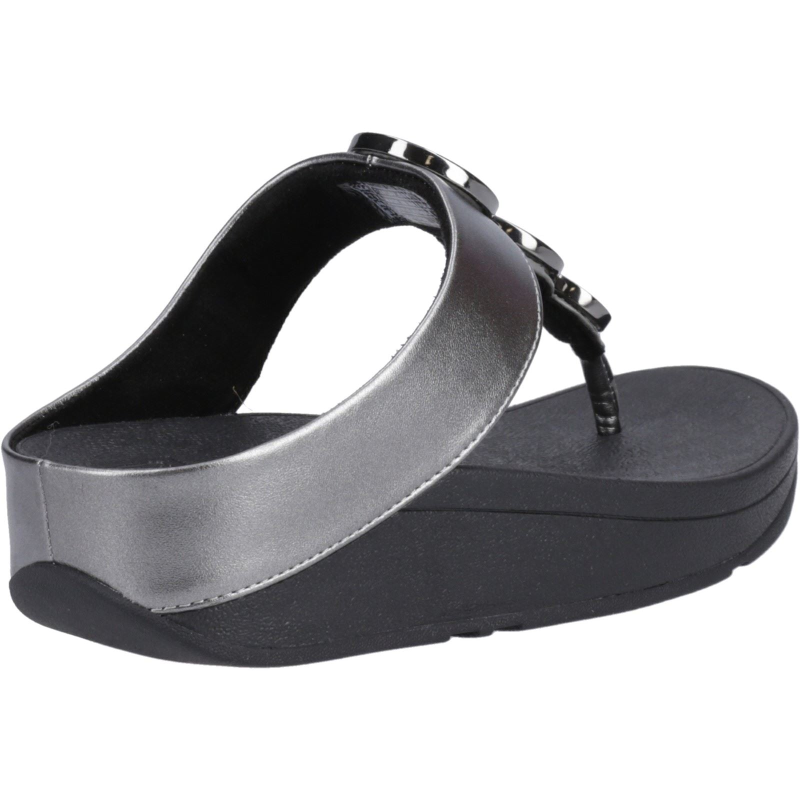 Fitflop Halo Polyurethan Damen Sandalen In Pewter Schwarz