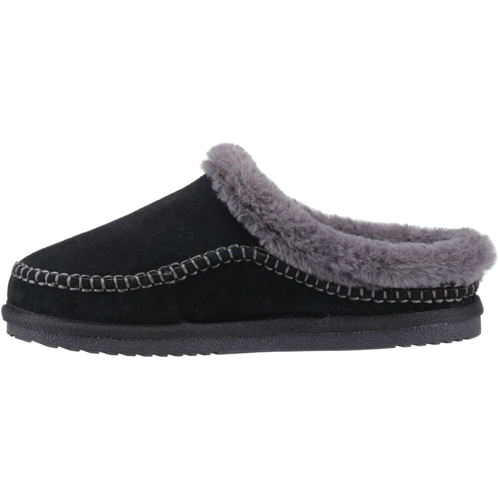 Hush Puppies Anika Damen Wildleder Hausschuhe in Schwarz