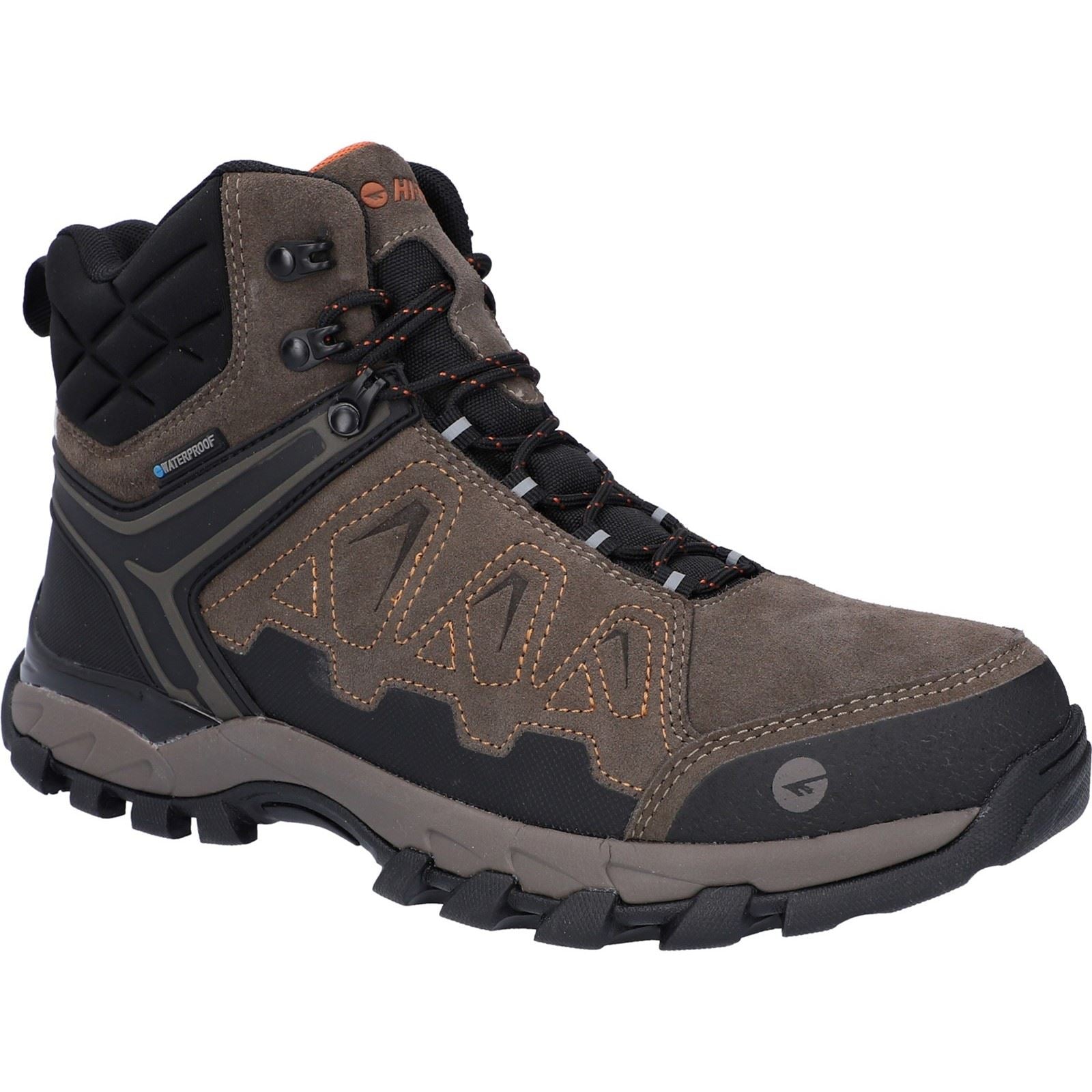 Hi-Tec V-Lite Explorer WP Rinds Wildleder Herren Wanderschuhe In Kastanienbraun/Orange