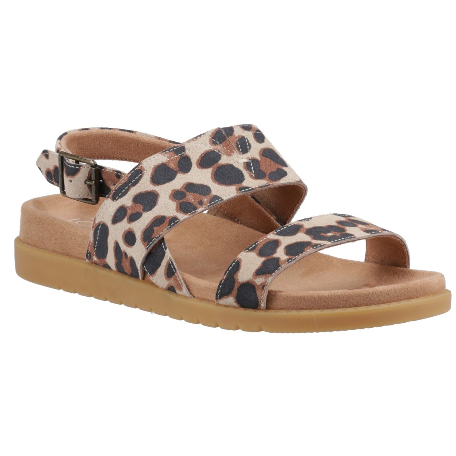 TOMS Marin Damen Sandalen Aus Wildleder In Oatmeal-Leopard-Muster