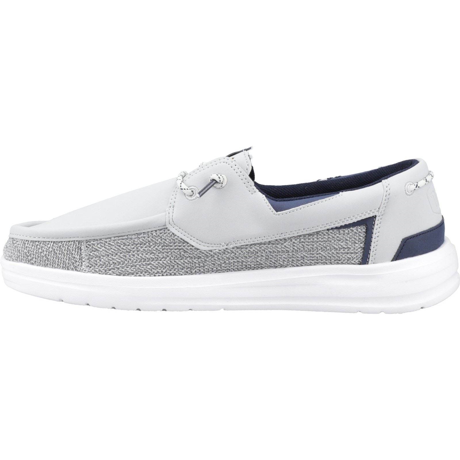 HEYDUDE Welsh Grip Classic Mesh Baumwollmischung Herren Mokassin Bootsschuhe In Sturmgrau/Navy