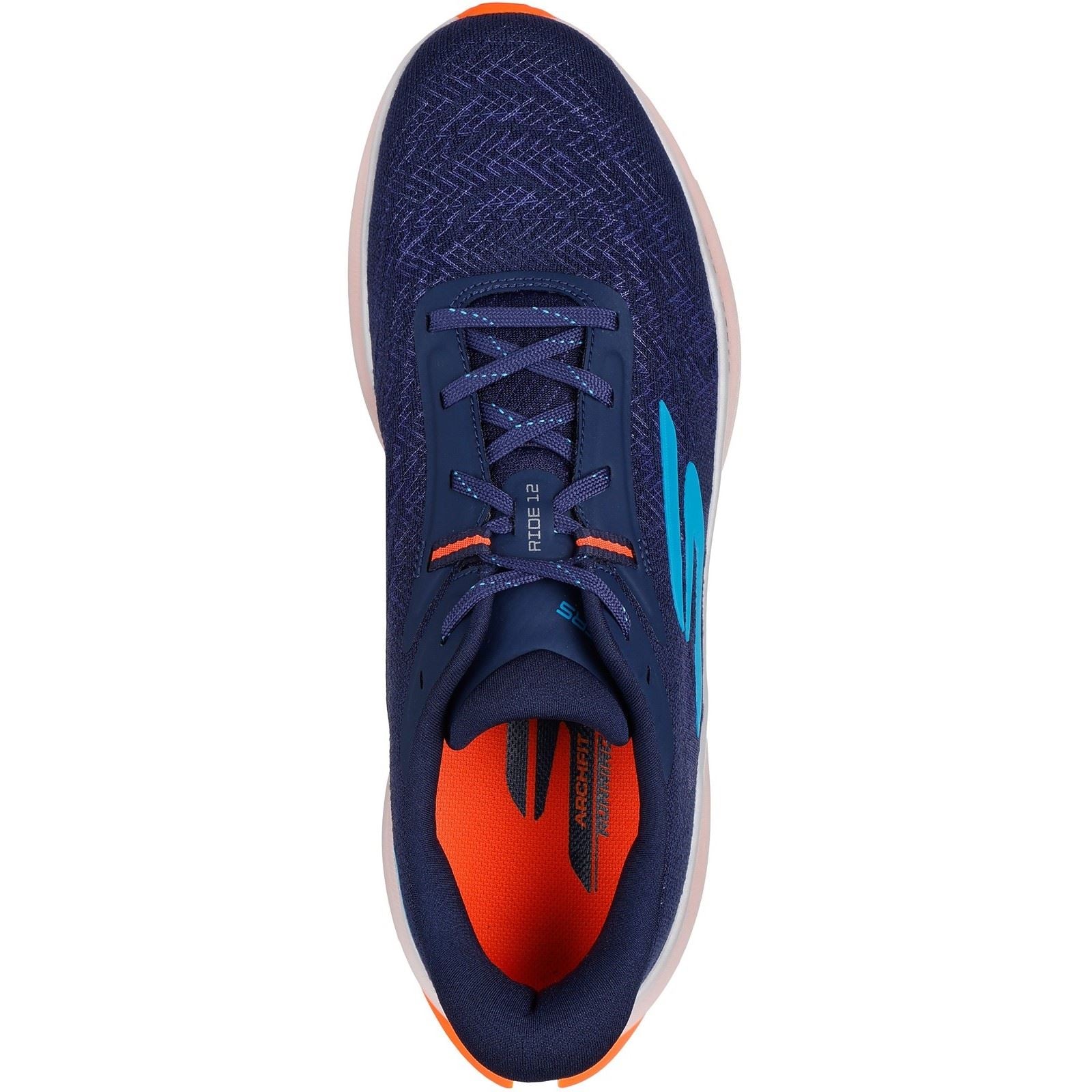 Skechers Performance GO RUN Ride 12 Textile Herren Turnschuhe In Marineblau/Orange