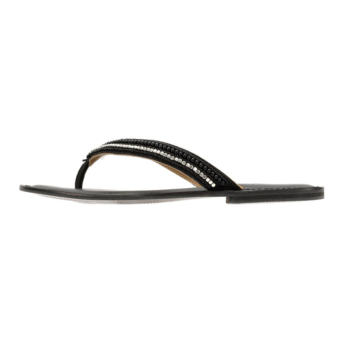 Tower London Metallic Bead Thong Damen Schwarze Farbe Sandalen