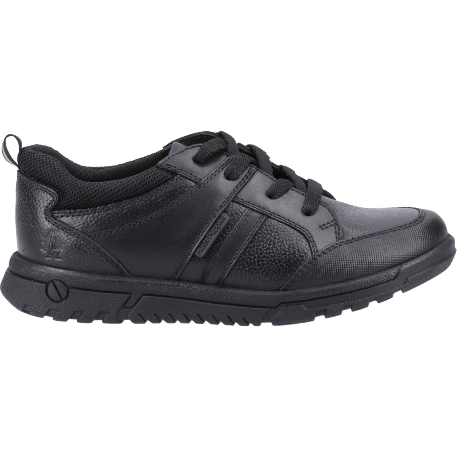 Hush Puppies Steven Senior Die Schwarzen Schnürschuhe Für Jungen Aus Leder