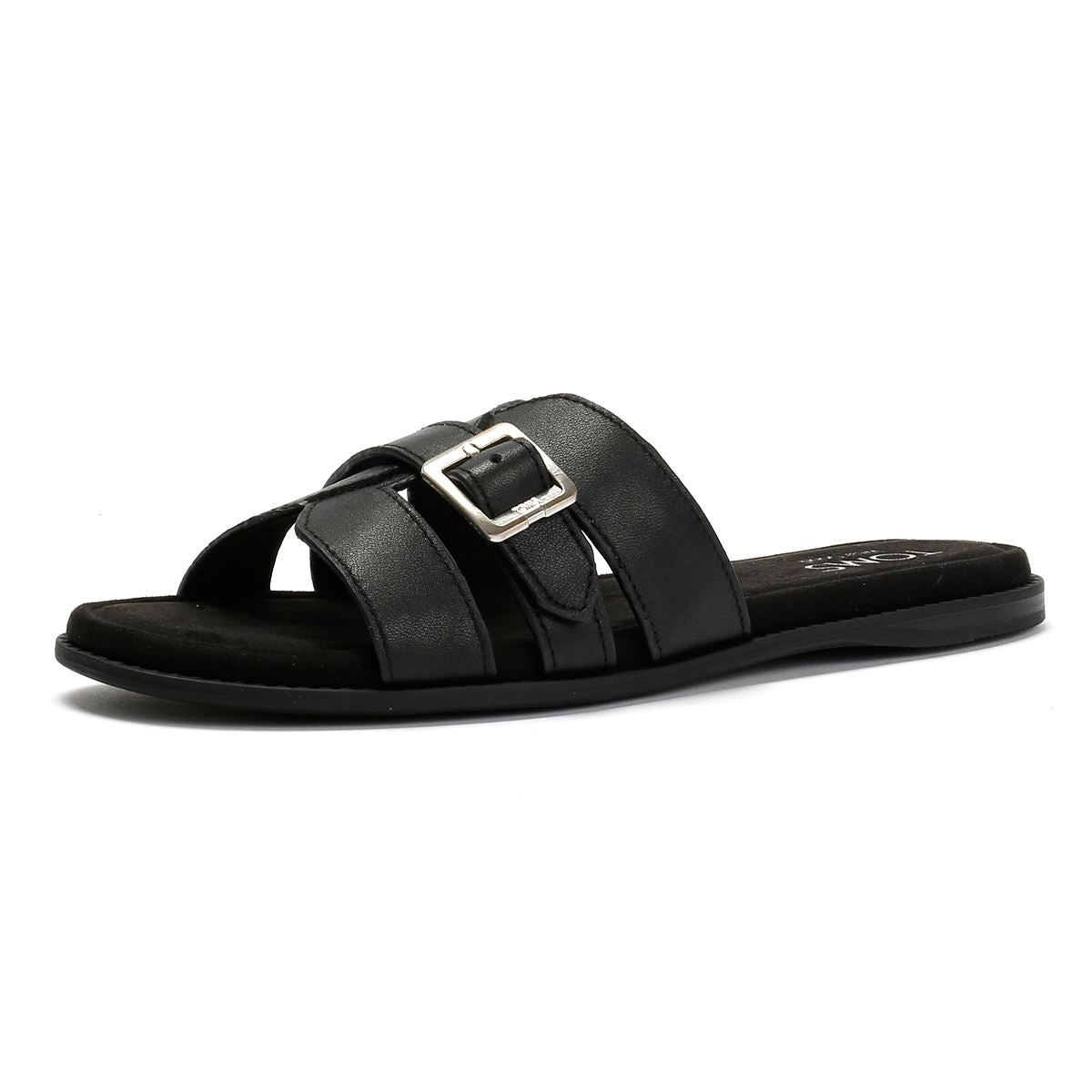 TOMS Sol Mule Leder Damen Schwarze Sandalen