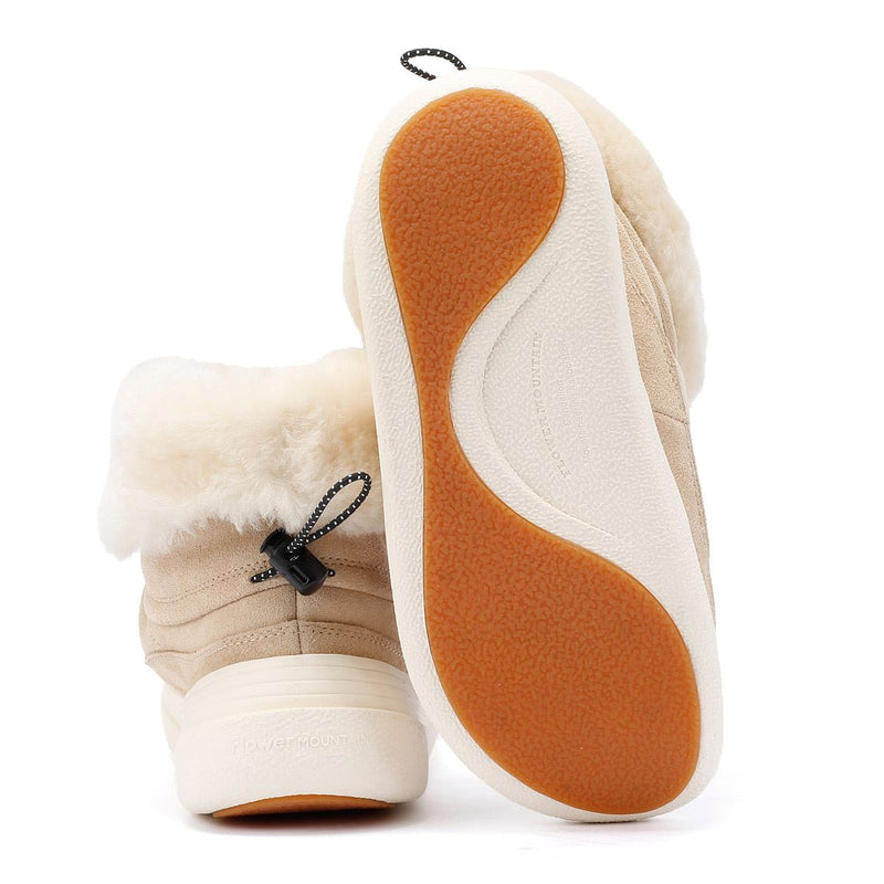 Flower Mountain Fami Mid Damen-Stiefel Aus Beigem Veloursleder