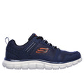 Skechers Track Knockhill Leder-Herren-Sneaker In Marineblau/Orange