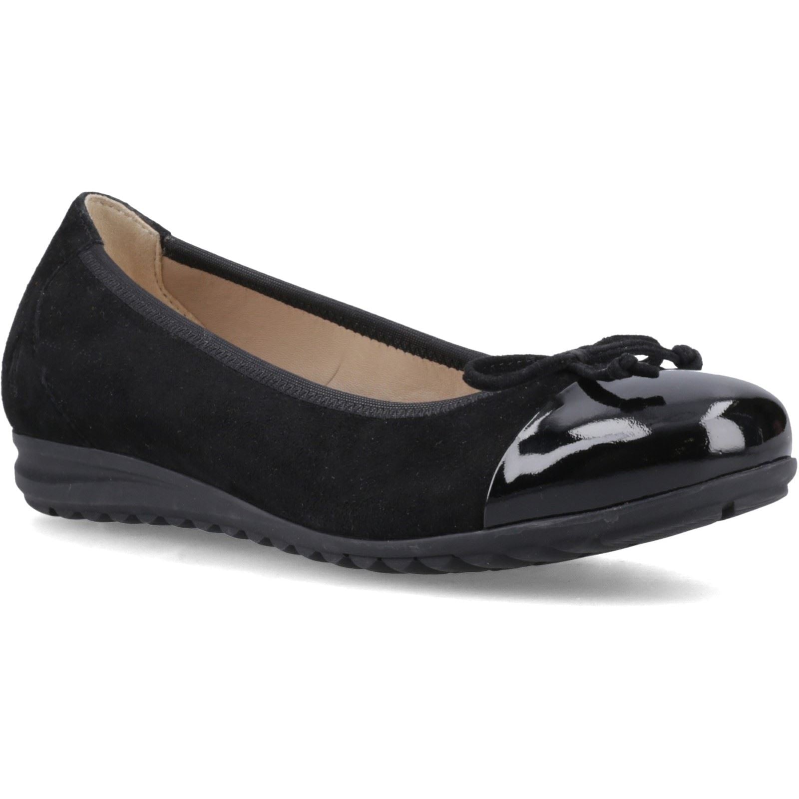 Hush Puppies Laurie Toe Cap Leder Damen Schwarze Ballerinas