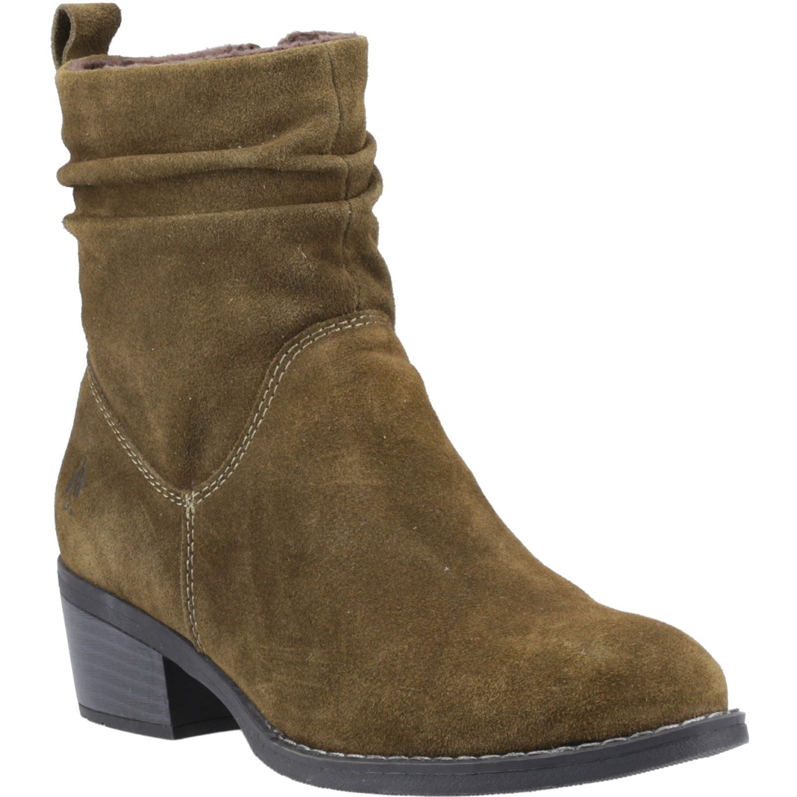Hush Puppies Iris Veloursleder Damen Khaki Stiefeletten mit Absatz